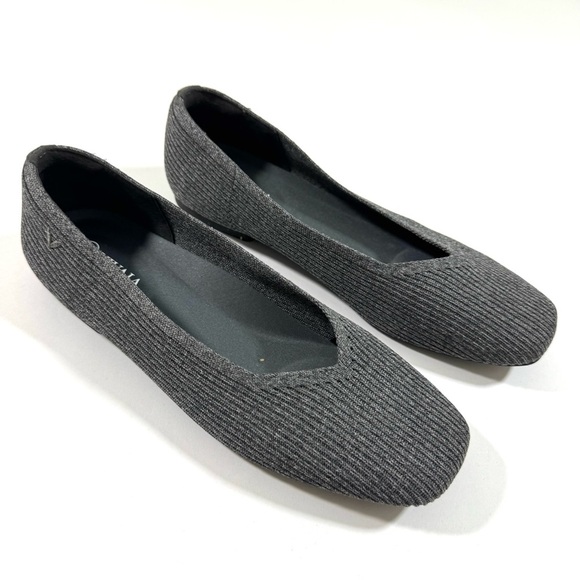 Vivaia Square Toe V Cut Flats Margot 2.0 Dark Grey Size 39 US 8 - Picture 1 of 9